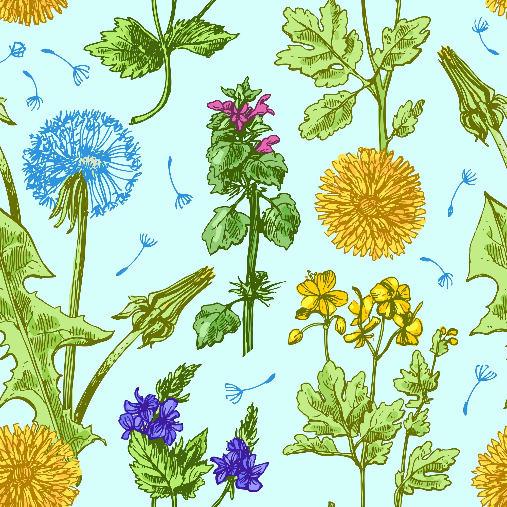 Pattern with Wildflowers